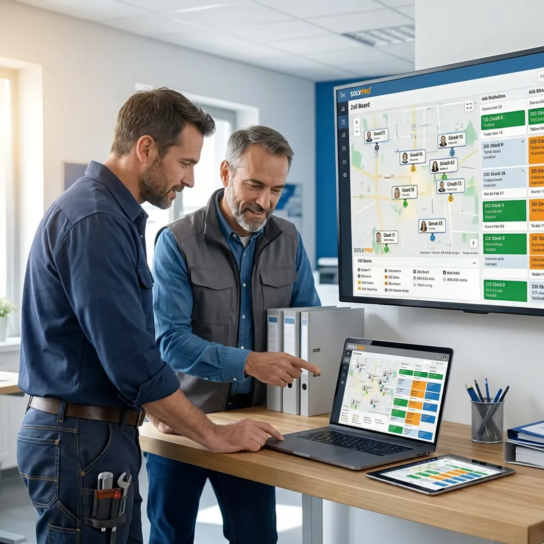 Plumbing team reviewing an online estimate workflow
