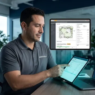 Landscape proposal software dashboard on laptop