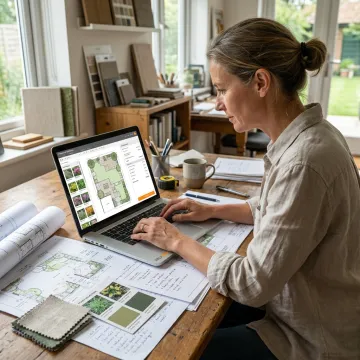Landscape designer reviewing proposal software