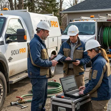 Field service team managing wastewater jobs on tablets