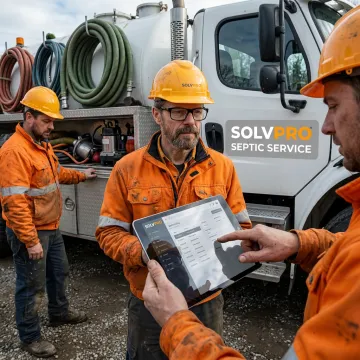 Septic service crew using field management software