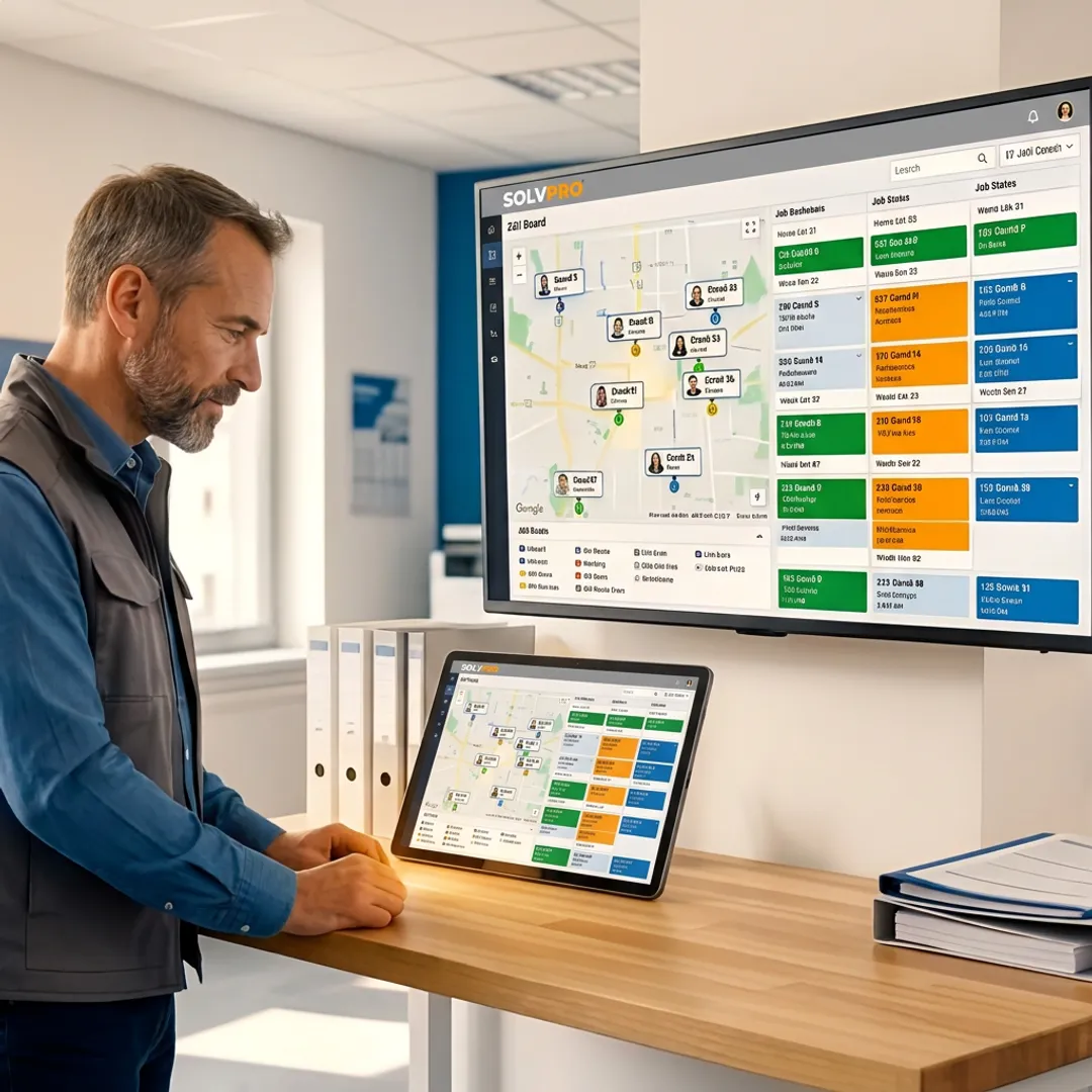 Field service software dashboard for lawn care crew scheduling