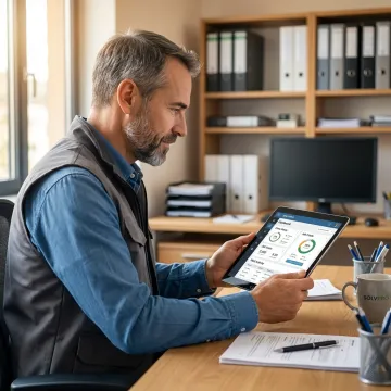 Manager reviewing employee time tracking dashboard