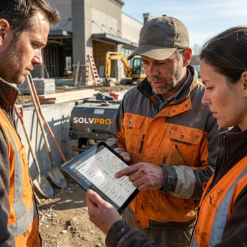 Construction team managing digital work orders