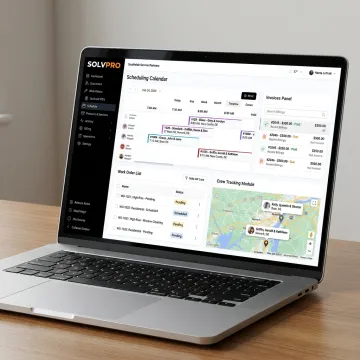 Window cleaning software workflow on a laptop
