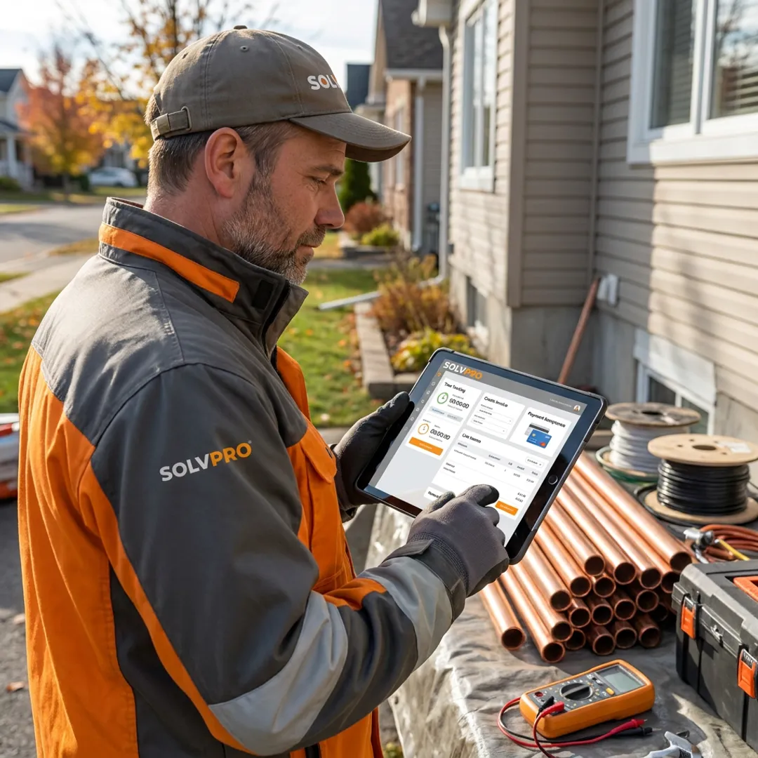 Field service team using time tracking and invoicing software