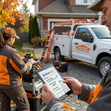 Field service crew tracking time on mobile app