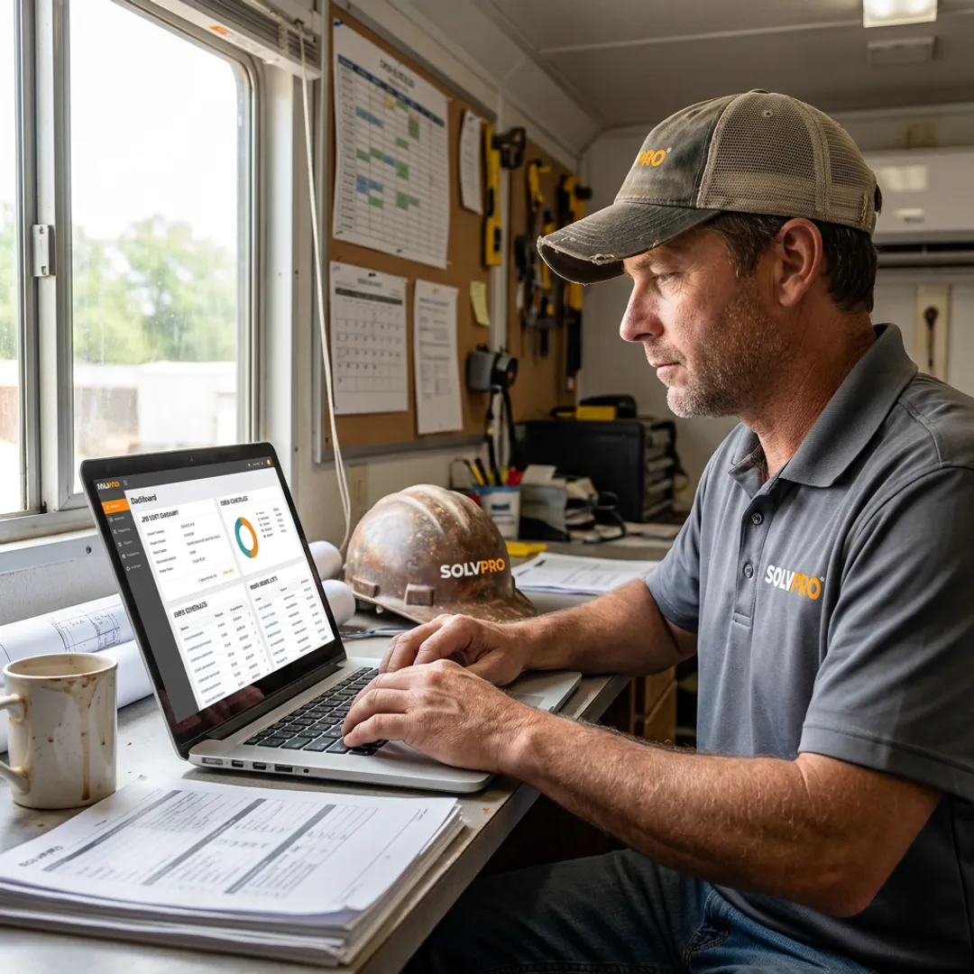 Construction team using subcontractor management software