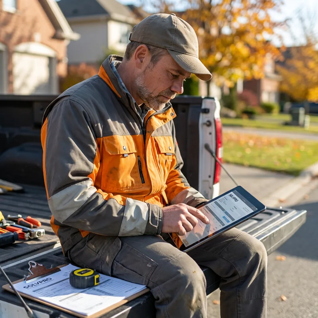 Technician creating an estimate on an iPad