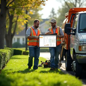 Landscaping crew using mobile software in the field