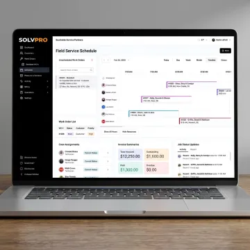 Field service management software dashboard