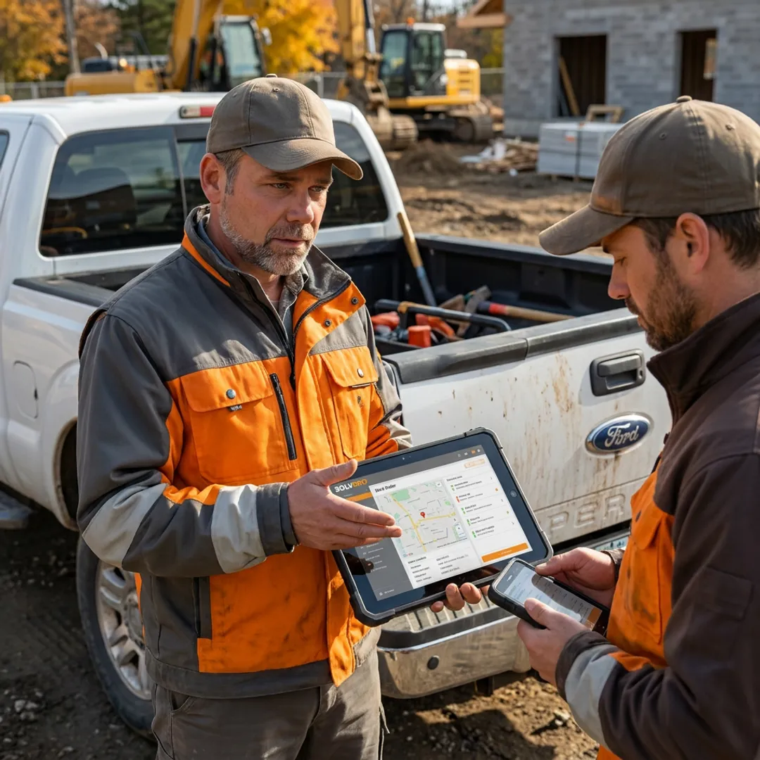 Maintenance team using work order app