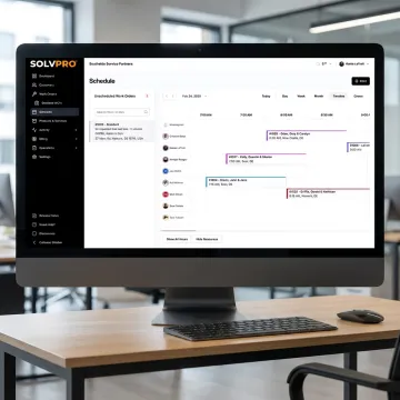 Routing and dispatch software dashboard for field service crews