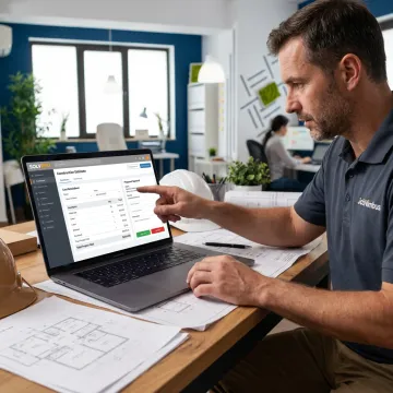 Contractor using construction estimating software