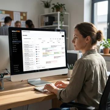 Dispatcher organizing crew schedules in SolvPro