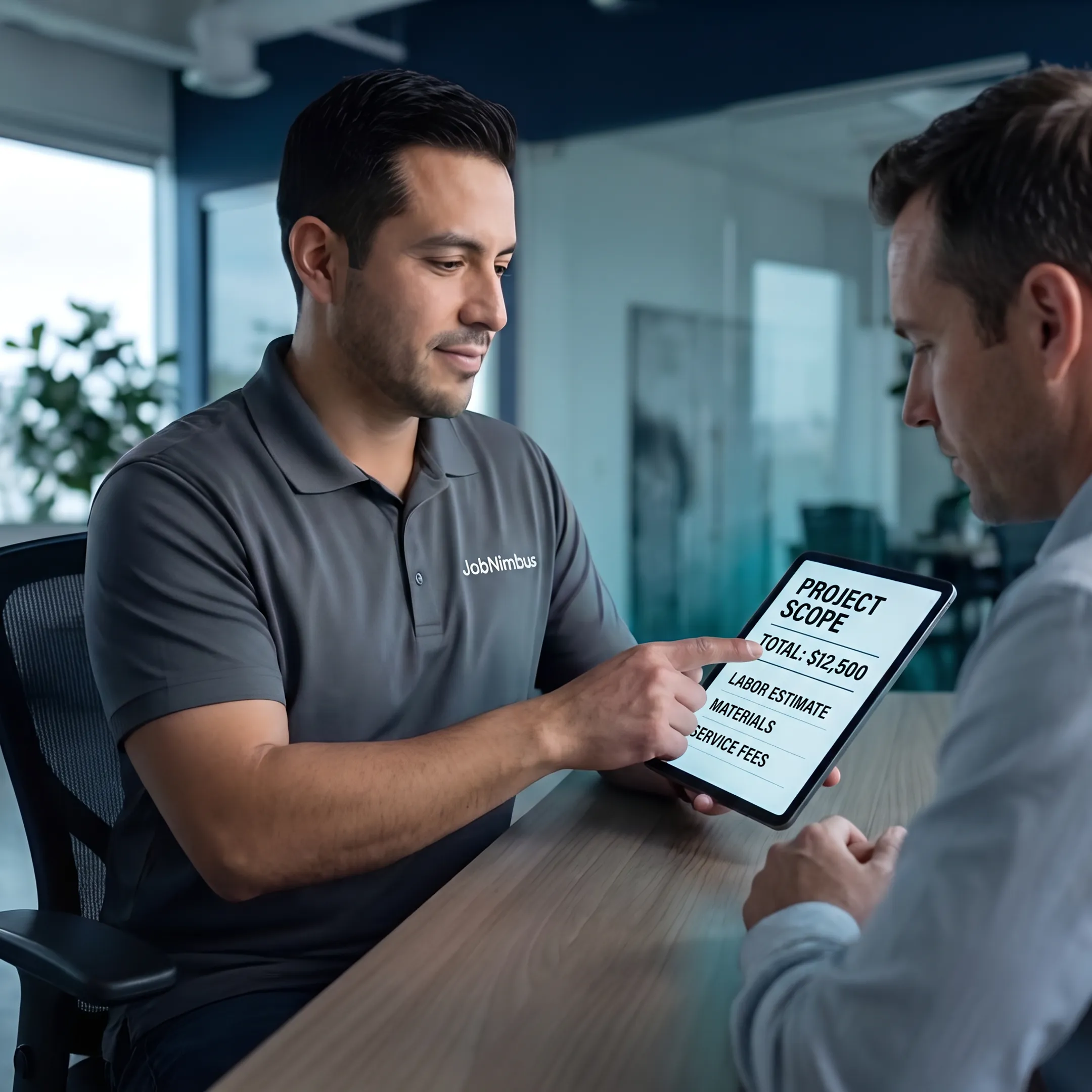 Digital proposal being reviewed on a tablet
