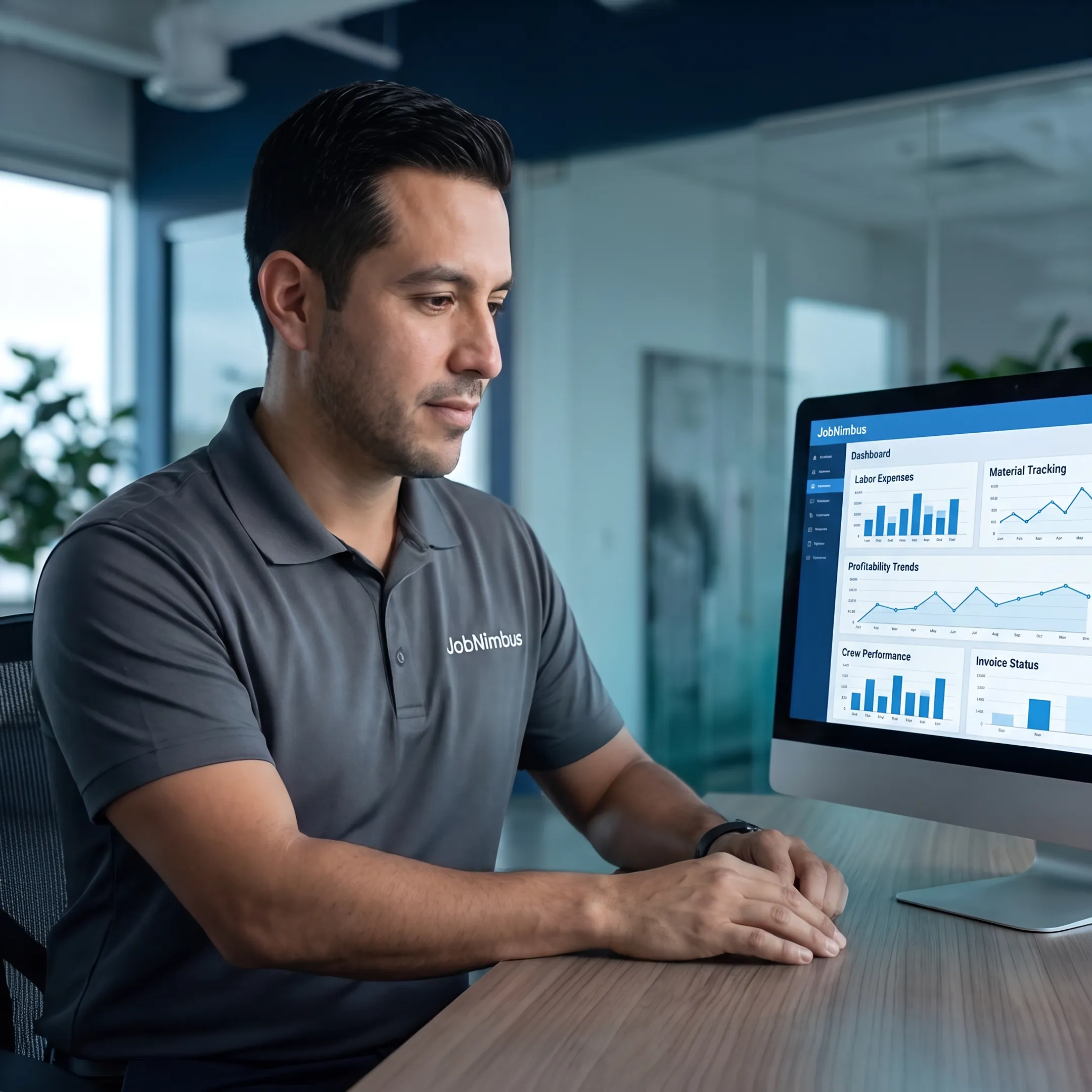 Manager viewing job costing and profitability analytics