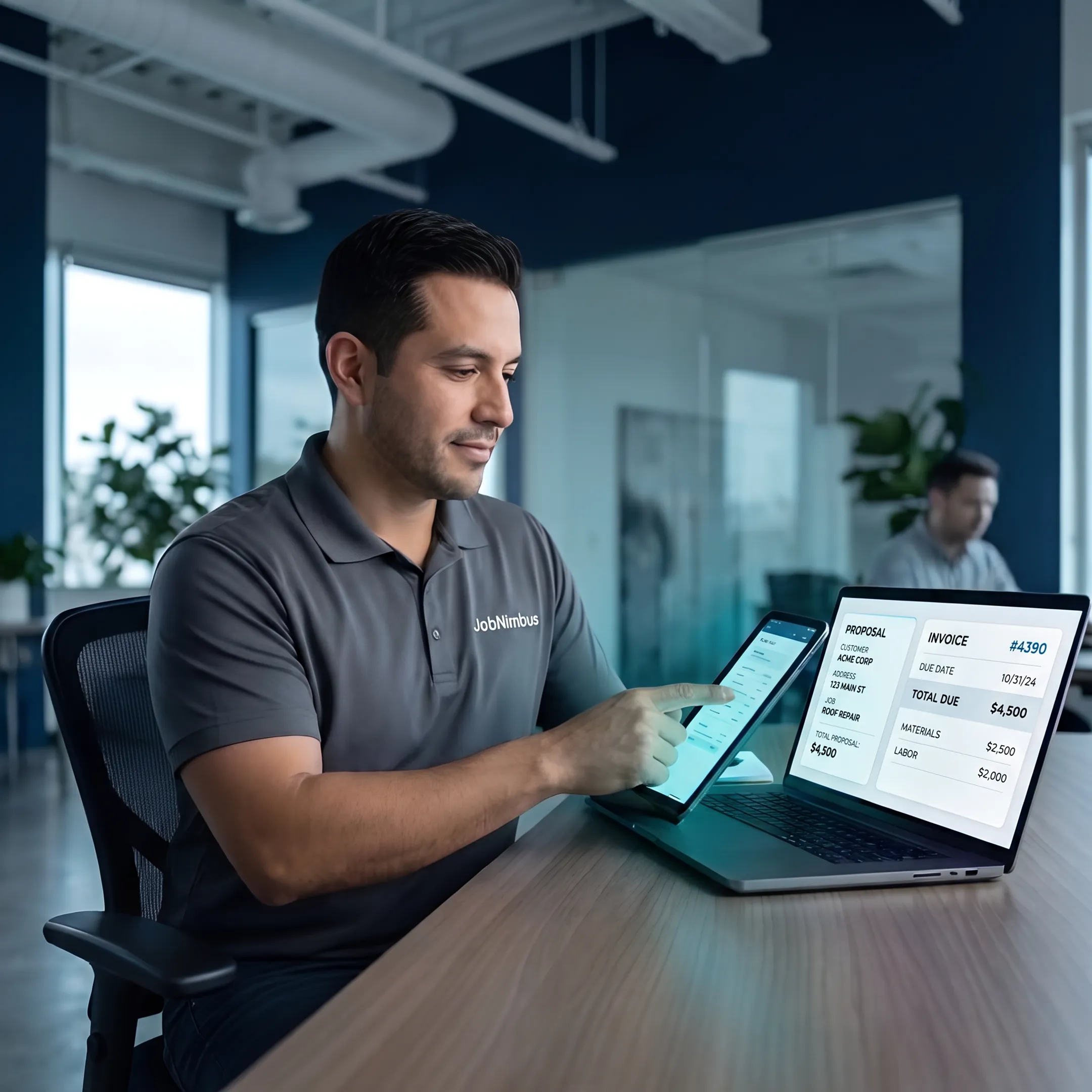 Mac laptop displaying digital estimate and invoice software