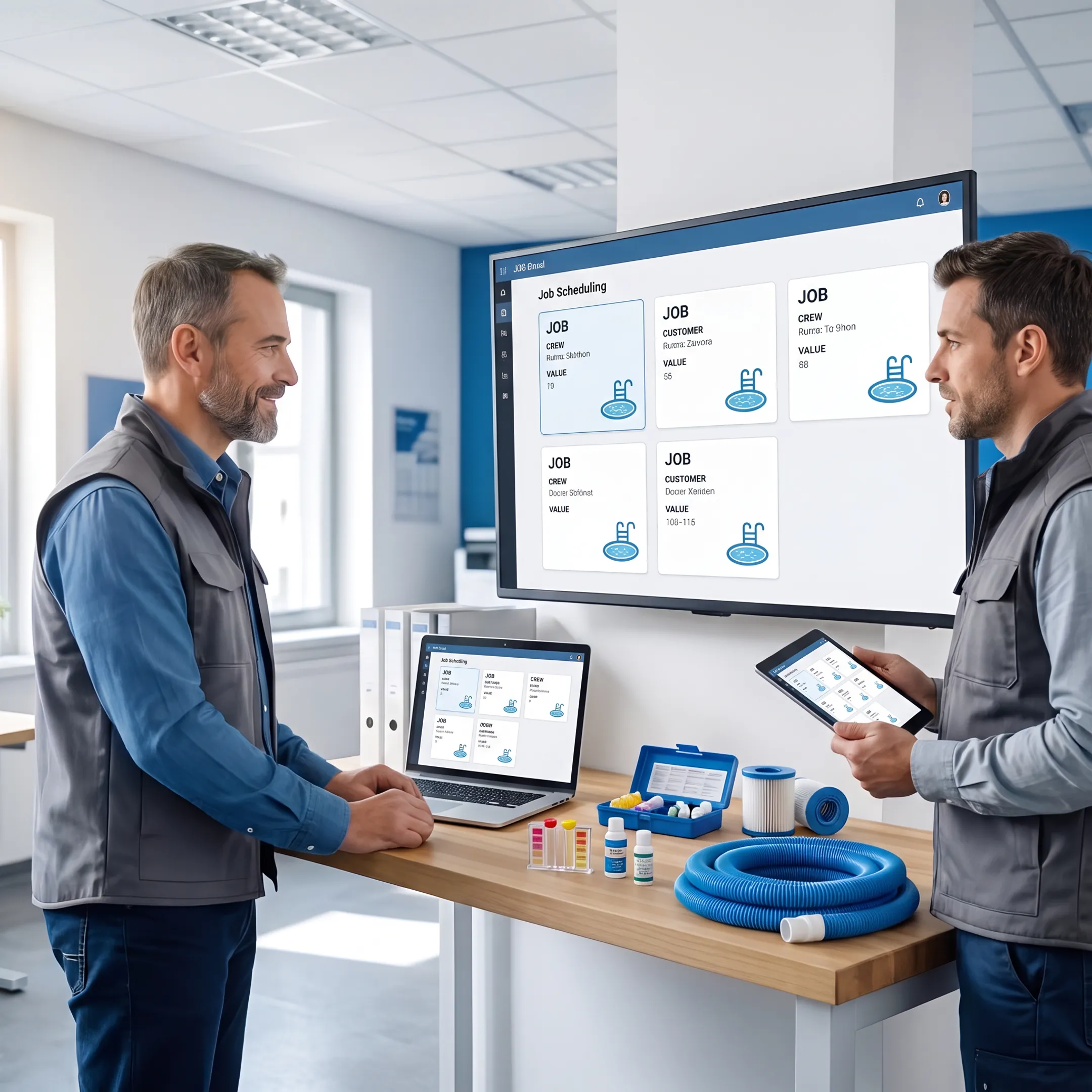 Field service team using scheduling software