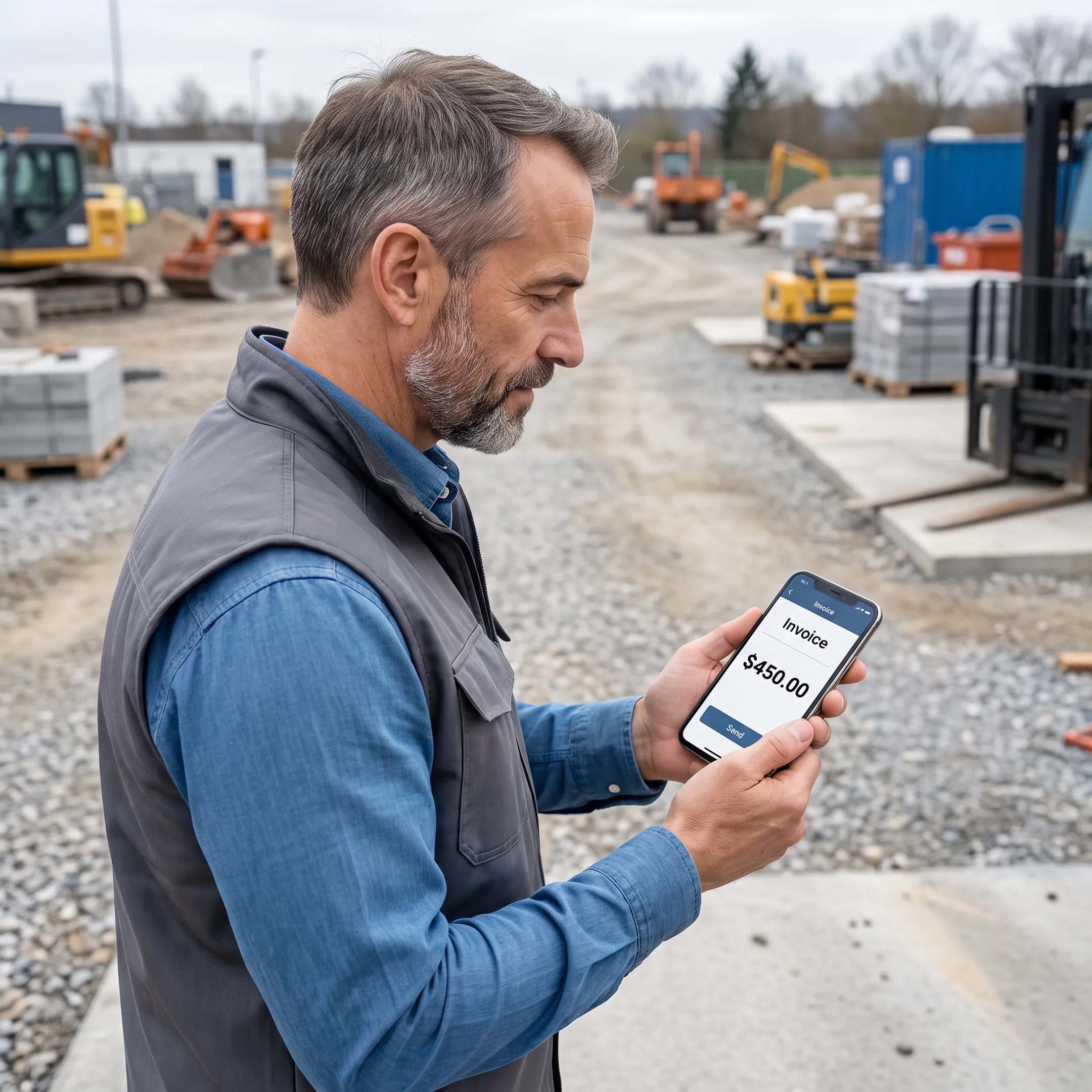 Field service manager creating an electronic invoice on a mobile device