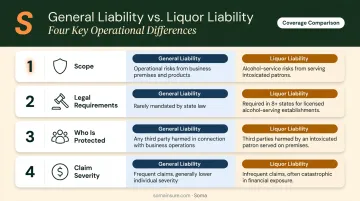 Four key operational differences between general liability and liquor liability insurance policies