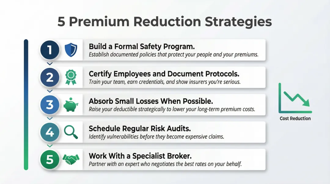 Five strategies to reduce high risk business insurance premiums over time