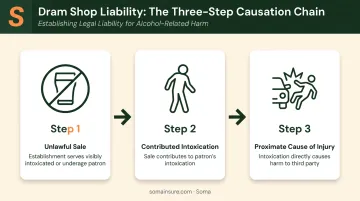 Three-step dram shop liability causation chain process flow diagram