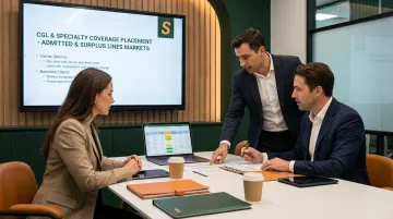 Soma insurance broker team reviewing commercial liability coverage options for client