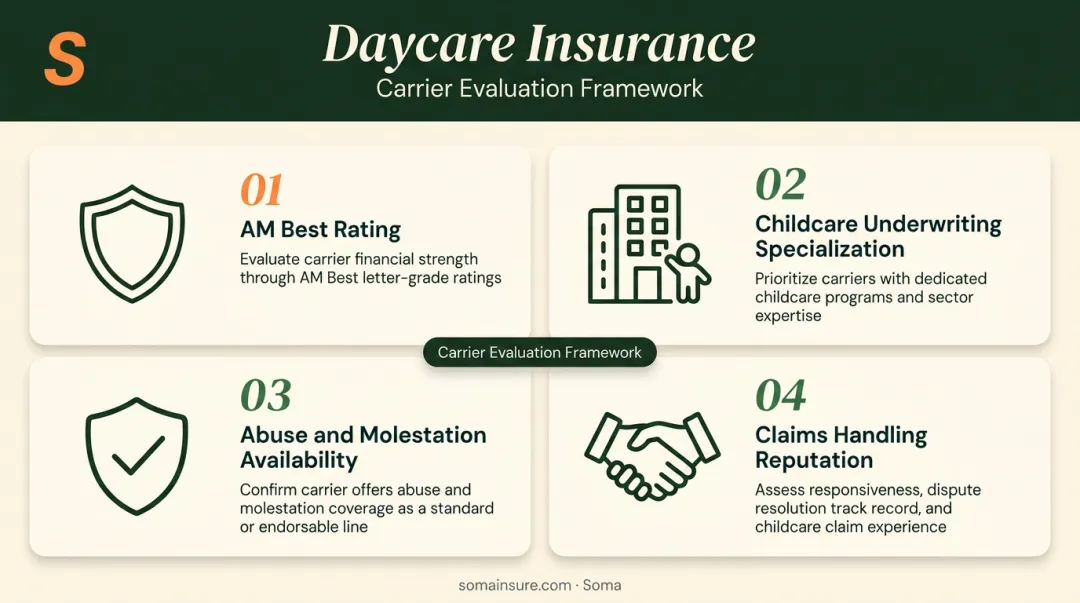 Four-criteria framework for evaluating and selecting the best daycare insurance carrier
