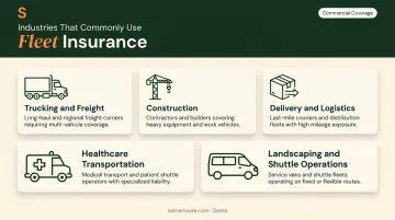 Five industries that rely on fleet insurance coverage daily operations infographic