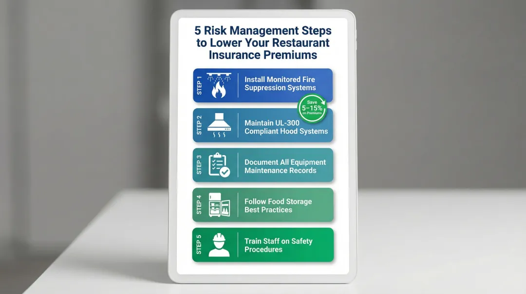 Five restaurant risk management steps to reduce commercial property insurance premiums
