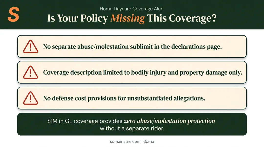 Three warning signs a home daycare policy is missing abuse and molestation coverage
