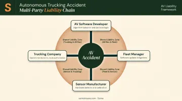 Autonomous truck accident multi-party liability chain four responsible stakeholders