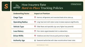 Six premium rating factors for high-risk trucking insurance and their cost impact