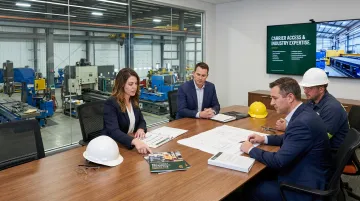Soma insurance broker team reviewing manufacturing equipment breakdown coverage program with client