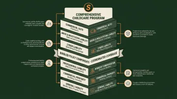 Specialized daycare insurance brokerage coverage stack including liability and workers compensation