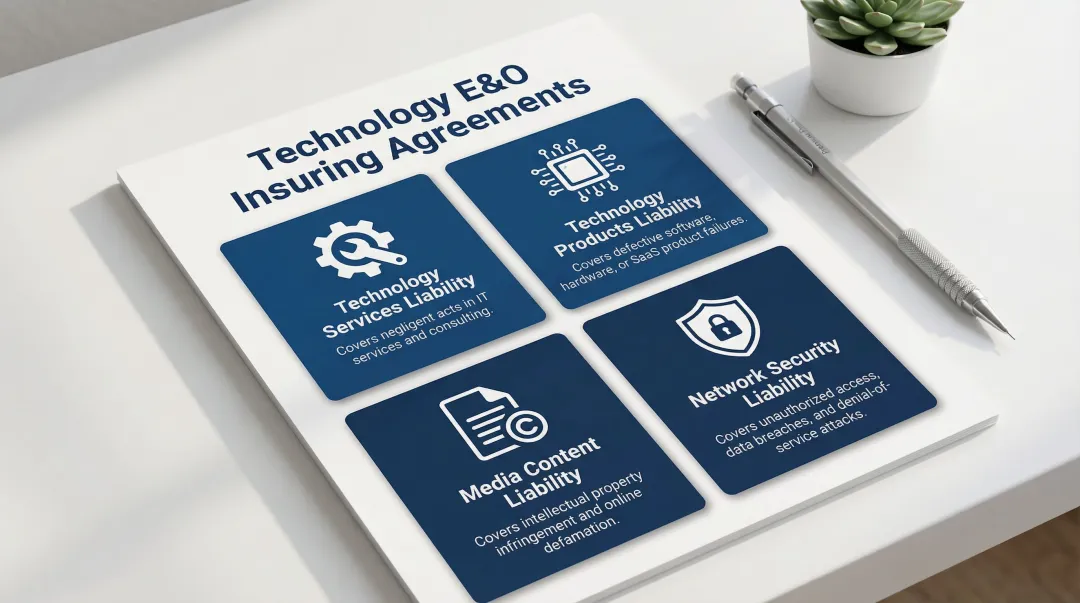 Four Tech E&O insuring agreements coverage types comparison chart breakdown