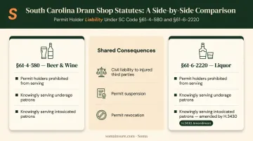 South Carolina dram shop liability two-statute breakdown beer wine and liquor