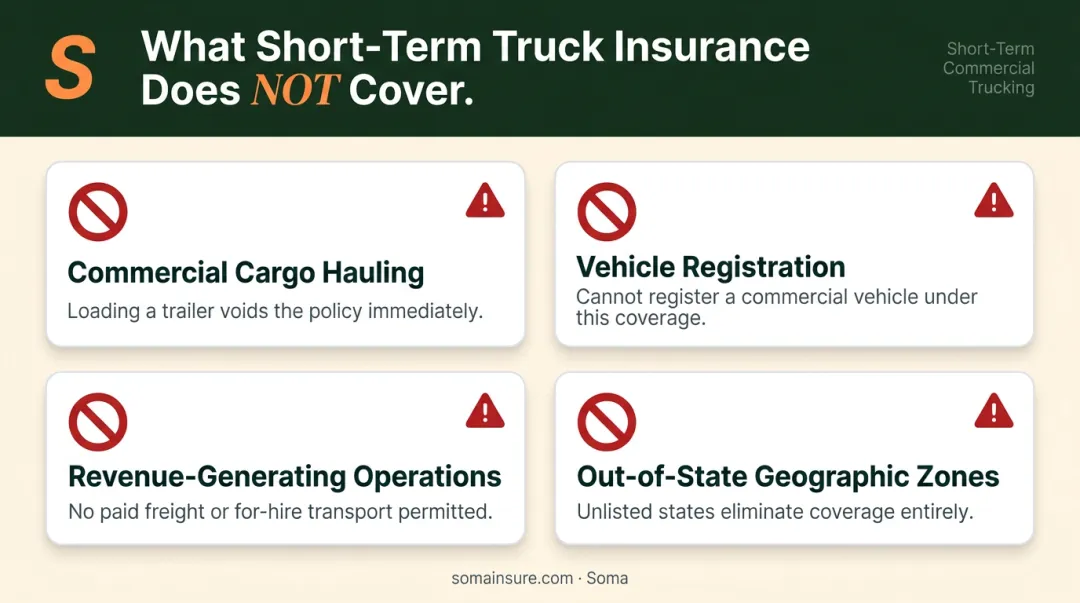 Four critical exclusions in temporary truck insurance policies explained visually