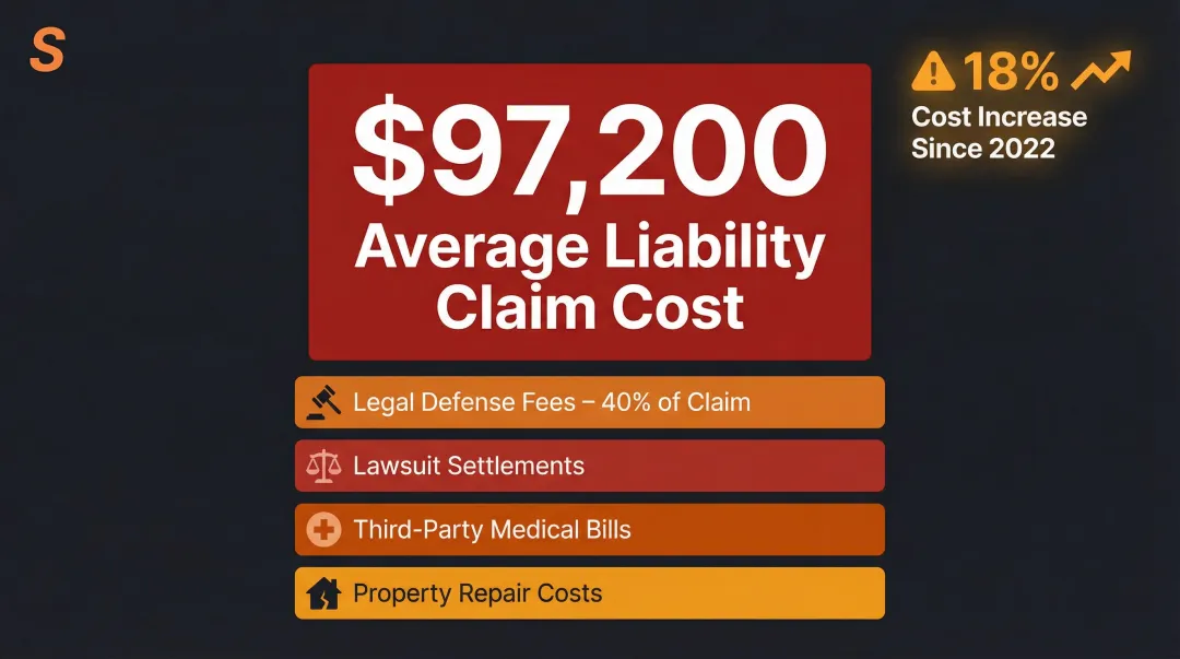 Average liability claim cost breakdown showing financial risk for uninsured contractors