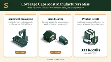 Three often-missed manufacturing insurance coverage gaps equipment breakdown inland marine product recall
