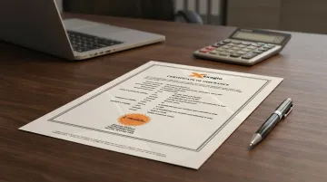 Commercial umbrella insurance policy document with coverage limit details on desk