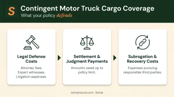 Three categories of contingent motor truck cargo policy coverage infographic