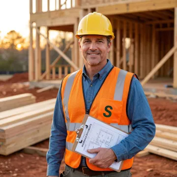 Builder reviewing Builders Risk insurance documents at a Georgia construction site