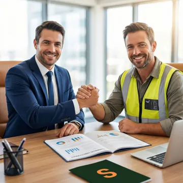 Insurance broker reviewing contractor general liability policy with a client