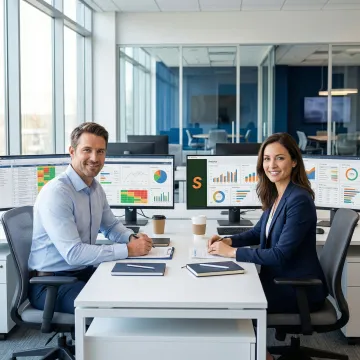 Soma risk management team analyzing business insurance options on screen