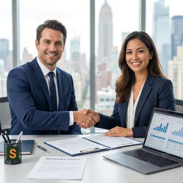 Insurance broker helping a New York small business owner select general liability coverage