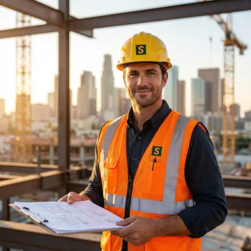 General contractor reviewing insurance documents on a Los Angeles construction site