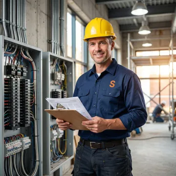 Electrical contractor reviewing general liability insurance documents on a job site
