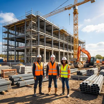 Construction site with a partially built structure under a clear sky, representing builders risk insurance coverage.